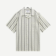 Didcot SS Shirt W. Pocket - Fleck Stripe Ecru - Galvanic.co