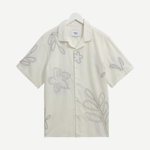 Didcot SS Shirt - Oversized Floral Ecru/Pale Blue - Galvanic.co