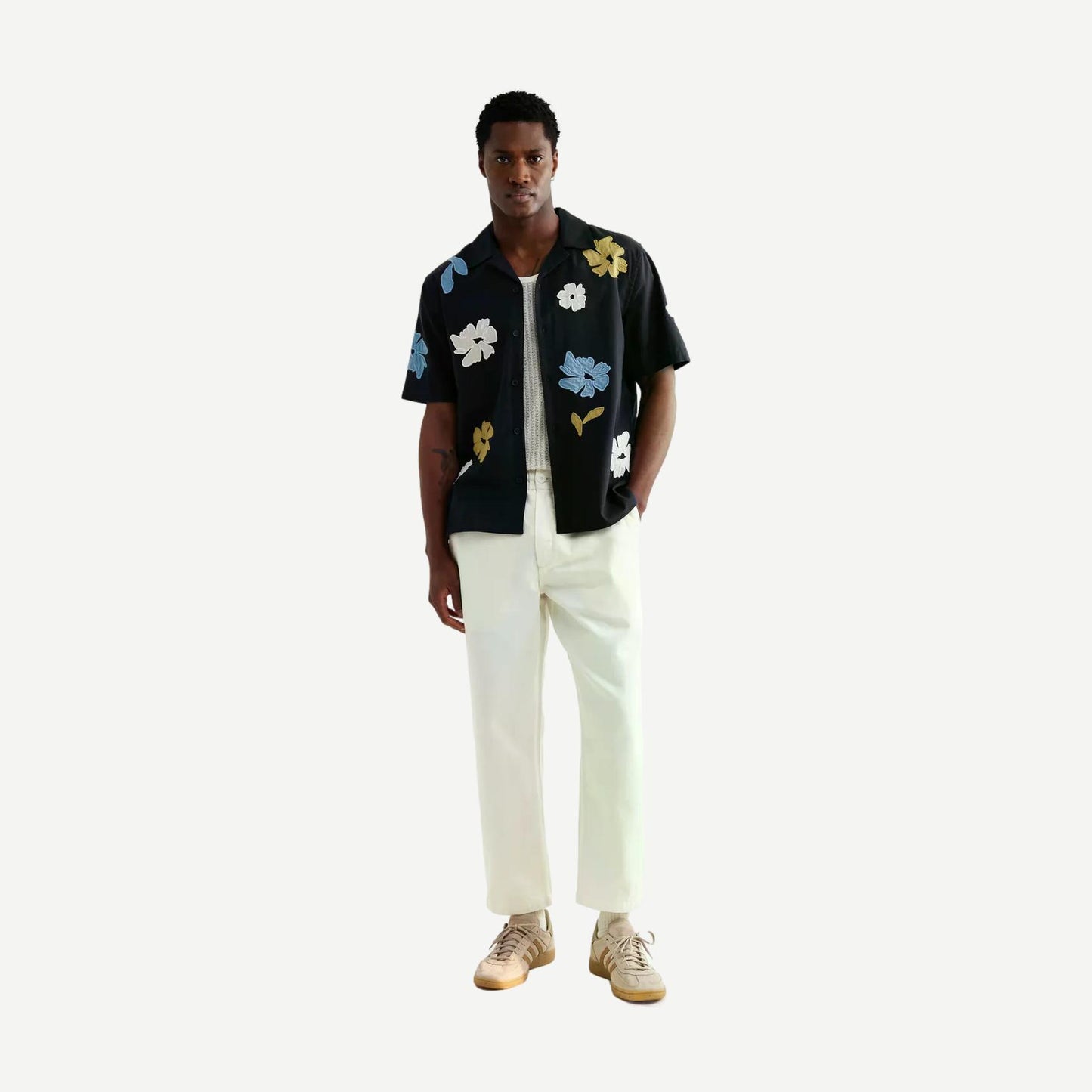 Didcot SS Shirt Flower Applique - Navy/Multi - Galvanic.co