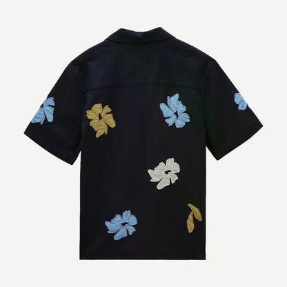 Didcot SS Shirt Flower Applique - Navy/Multi - Galvanic.co