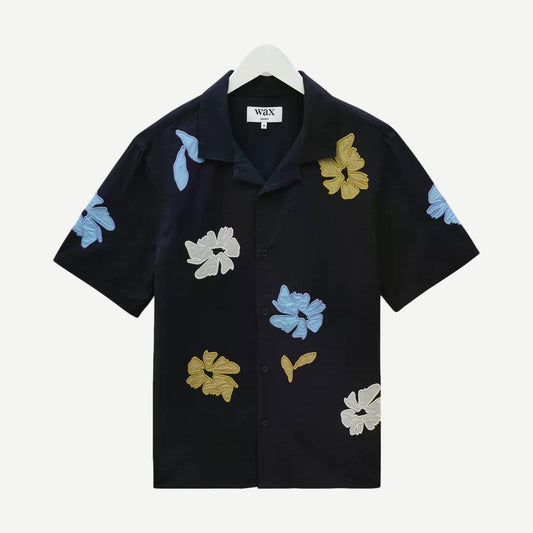 Didcot SS Shirt Flower Applique - Navy/Multi - Galvanic.co