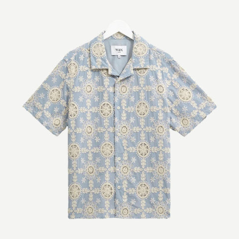 Didcot SS Shirt - Heavy Corded Lace Pale Blue/Ecru - Galvanic.co