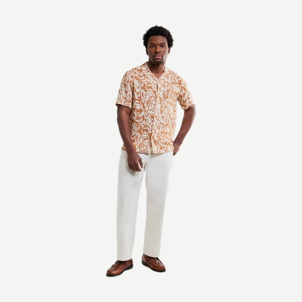 Didcot SS Shirt Two Tone Floral - Tan/Beige - Galvanic.co