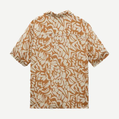 Didcot SS Shirt Two Tone Floral - Tan/Beige - Galvanic.co
