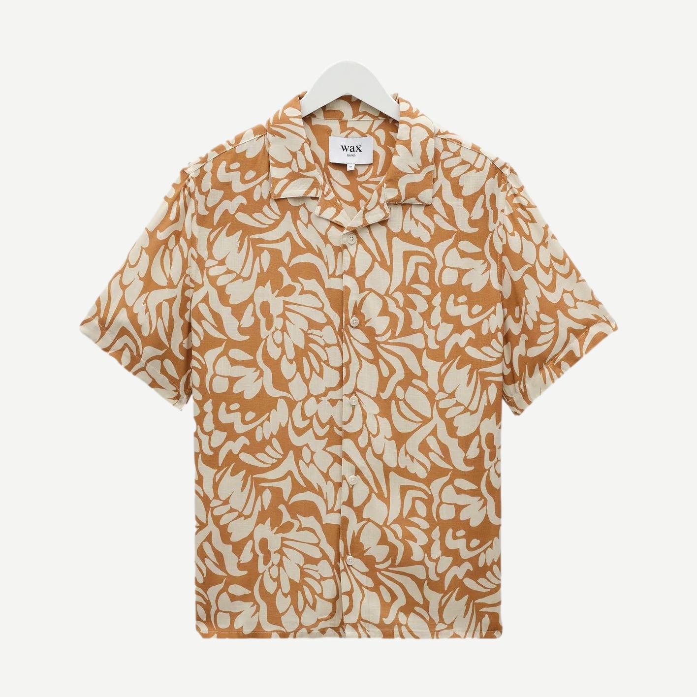 Didcot SS Shirt Two Tone Floral - Tan/Beige - Galvanic.co
