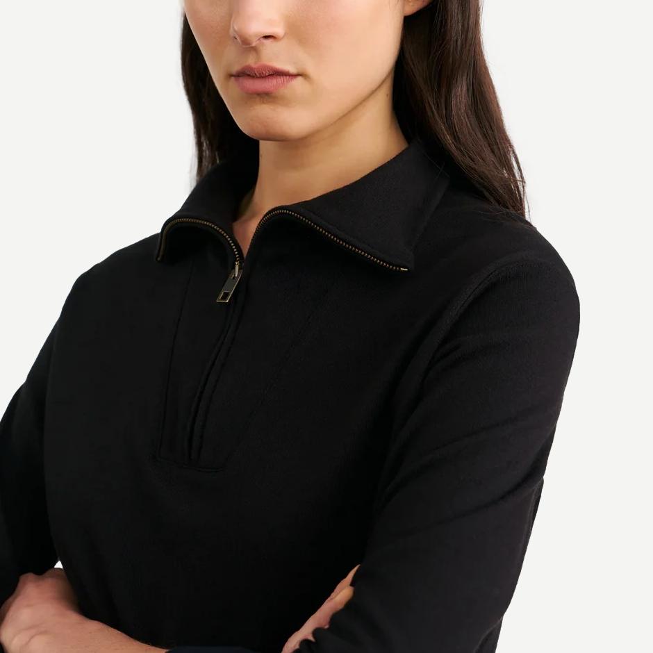 Diya Quarter Zip Sweatshirt - Black - Galvanic.co