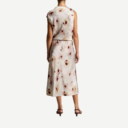 Watercolor Floral Satin Slip-Skirt - Soft Peony - Galvanic.co