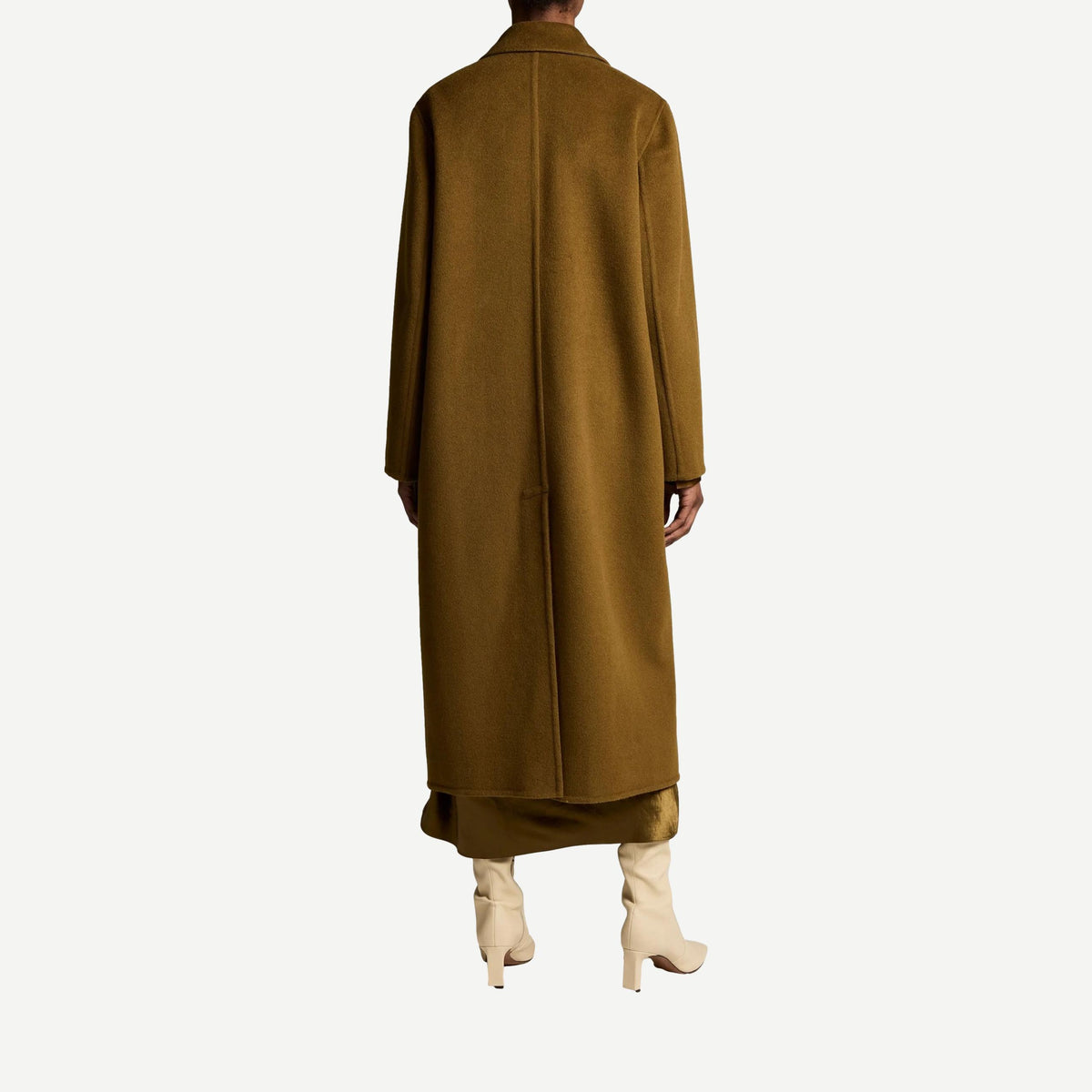 Vince single-breasted classic moss coat outerwear with long sleeves and tailored silhouette