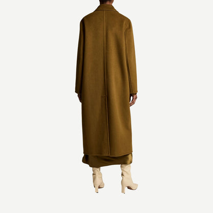 Vince single-breasted classic moss coat outerwear with long sleeves and tailored silhouette