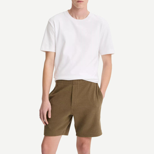 Vince boucle pull-on shorts in Kalamata color with a textured fabric and comfortable fit, casual style for warm weather.