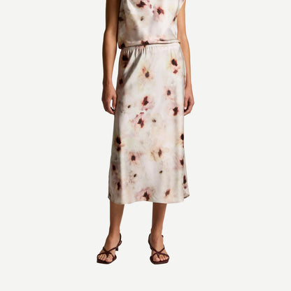 Watercolor Floral Satin Slip-Skirt - Soft Peony - Galvanic.co