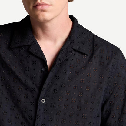 Cotton Eyelet SS Collared Shirt - Coastal Blue - Galvanic.co