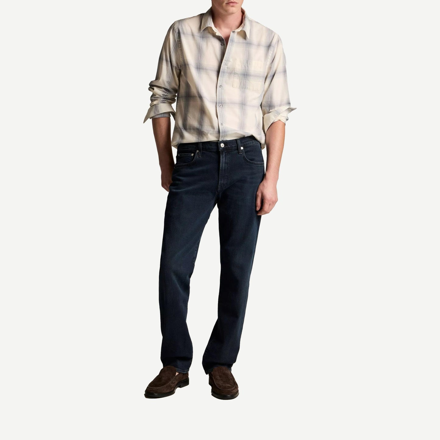 Townes Plaid L/S - Blanco/Hawke Blue