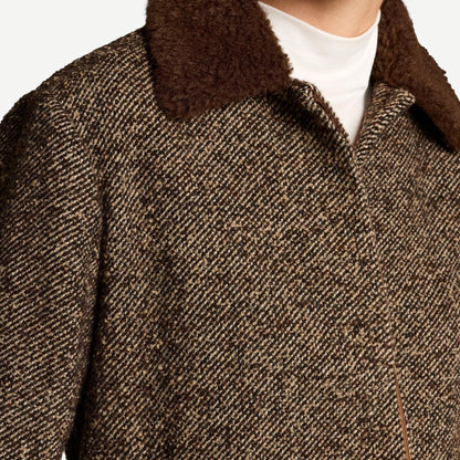 Vince contrast collar boucle jacket in burnt walnut brown