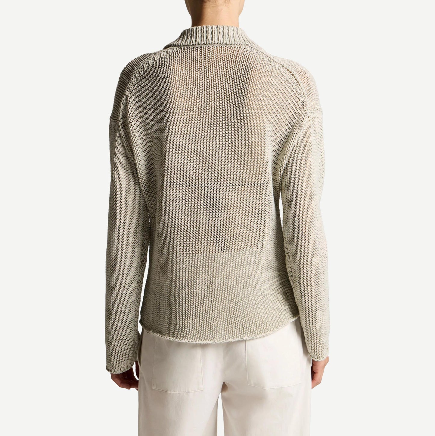 Italian Coated Cotton Polo Sweater - Beach Stone