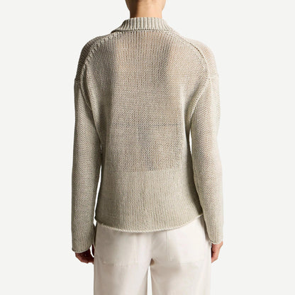 Italian Coated Cotton Polo Sweater - Beach Stone