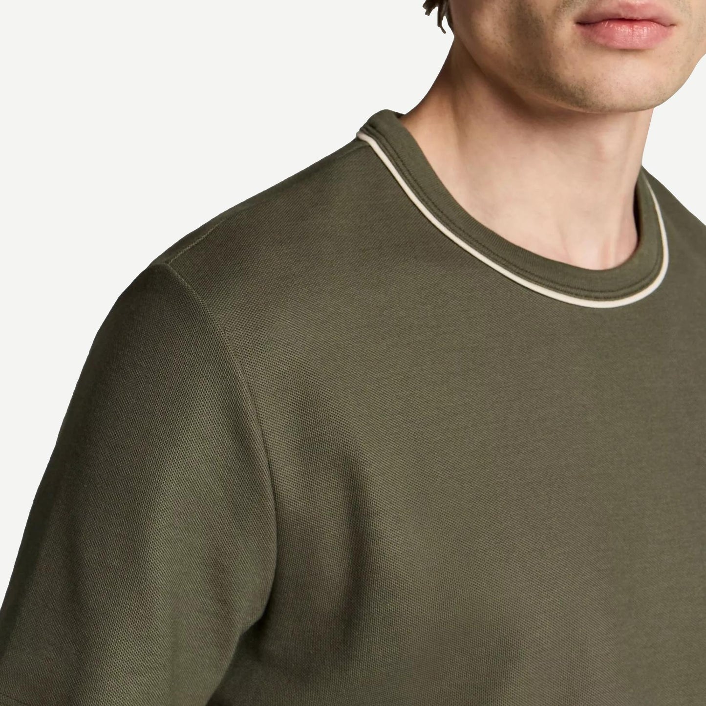 Tipped Pima Pique S/S Crew - Coulter Green