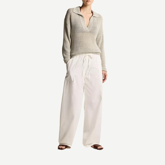 Italian Coated Cotton Polo Sweater - Beach Stone - Galvanic.co