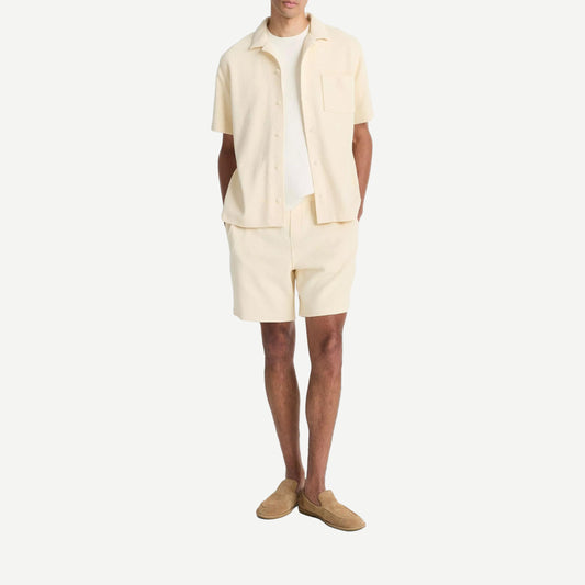 Vince Cabana Shirt in bone color, lightweight casual shirt with relaxed fit, soft fabric, and button-down front.
