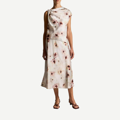 Watercolor Floral Satin Slip-Skirt - Soft Peony - Galvanic.co
