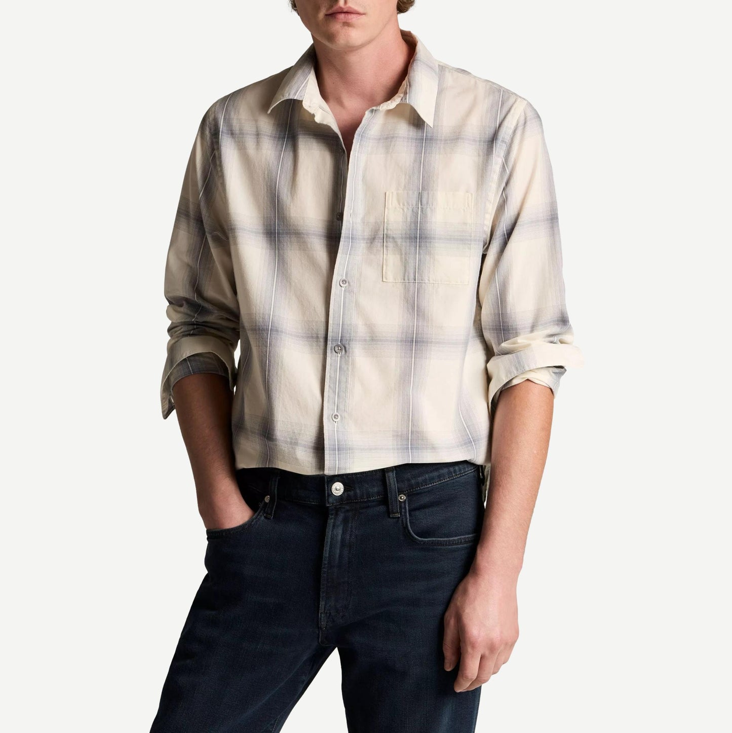 Townes Plaid L/S - Blanco/Hawke Blue