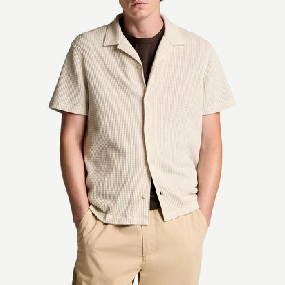 Macro Waffle S/S Cabana Button Down - Blanco - Galvanic.co
