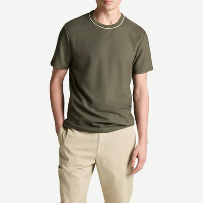 Tipped Pima Pique S/S Crew - Coulter Green