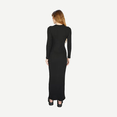 Karlotta Waffle Dress - Black - Galvanic.co