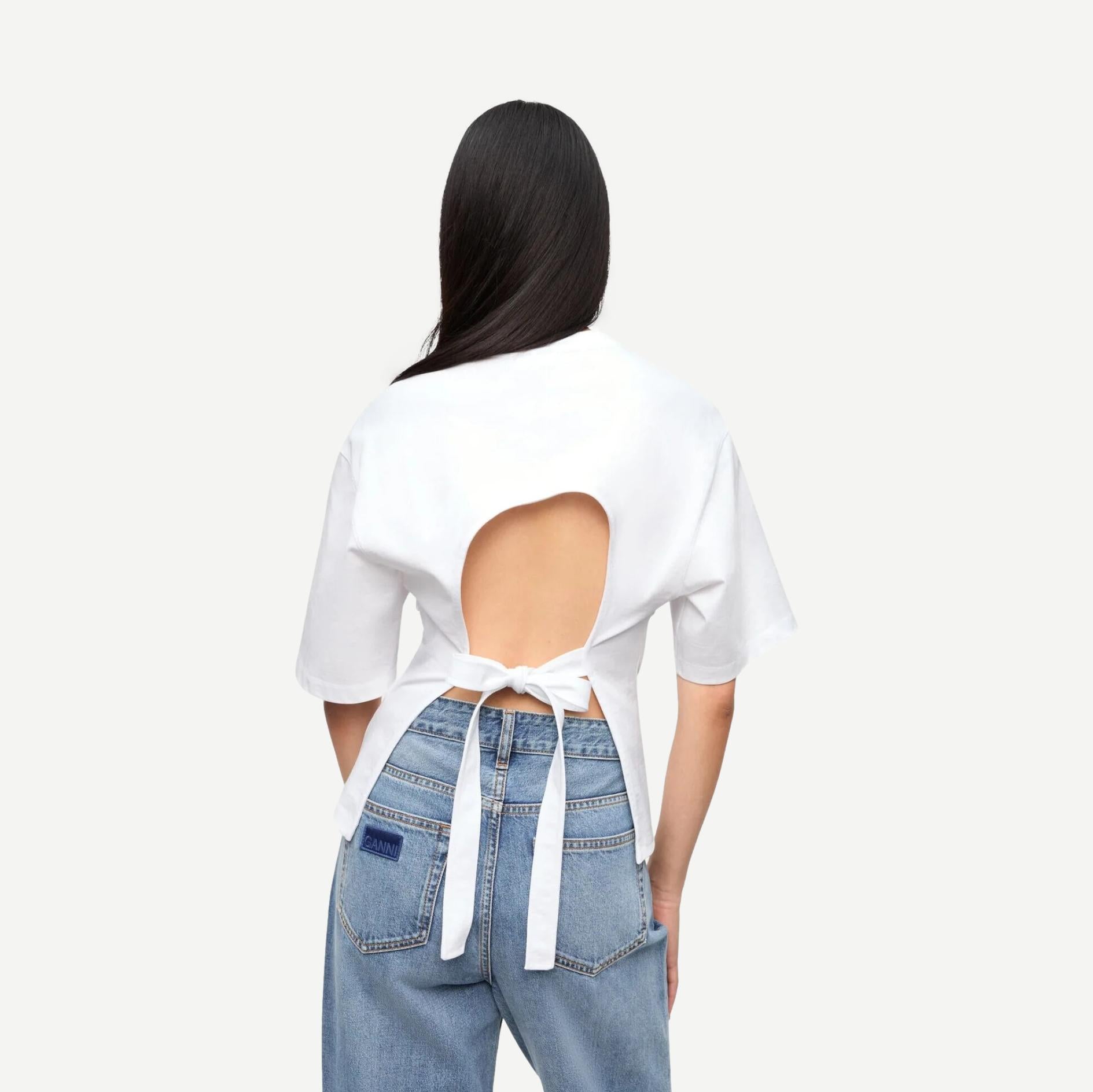 Heavy Cotton Tie Back Waisted T-Shirt - Bright White - Galvanic.co