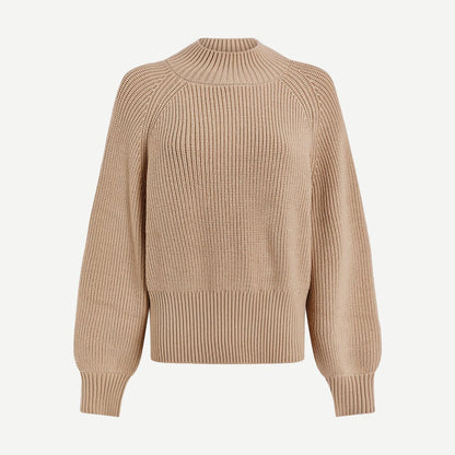 Martina High Neck Rib Knit - Cement - Galvanic.co