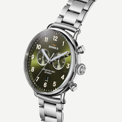 Canfield 2 Eye Chrono 43mm Silver - Dark Olive