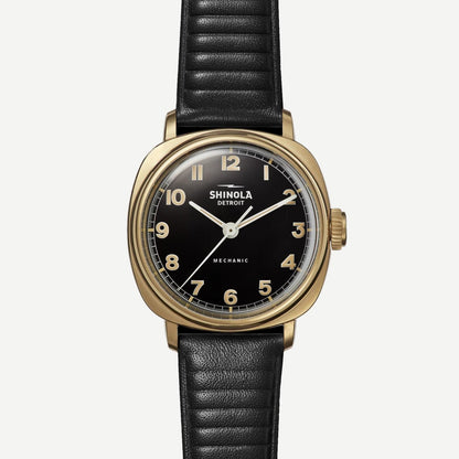 Mechanic 3H 39mm Black Leather - Black