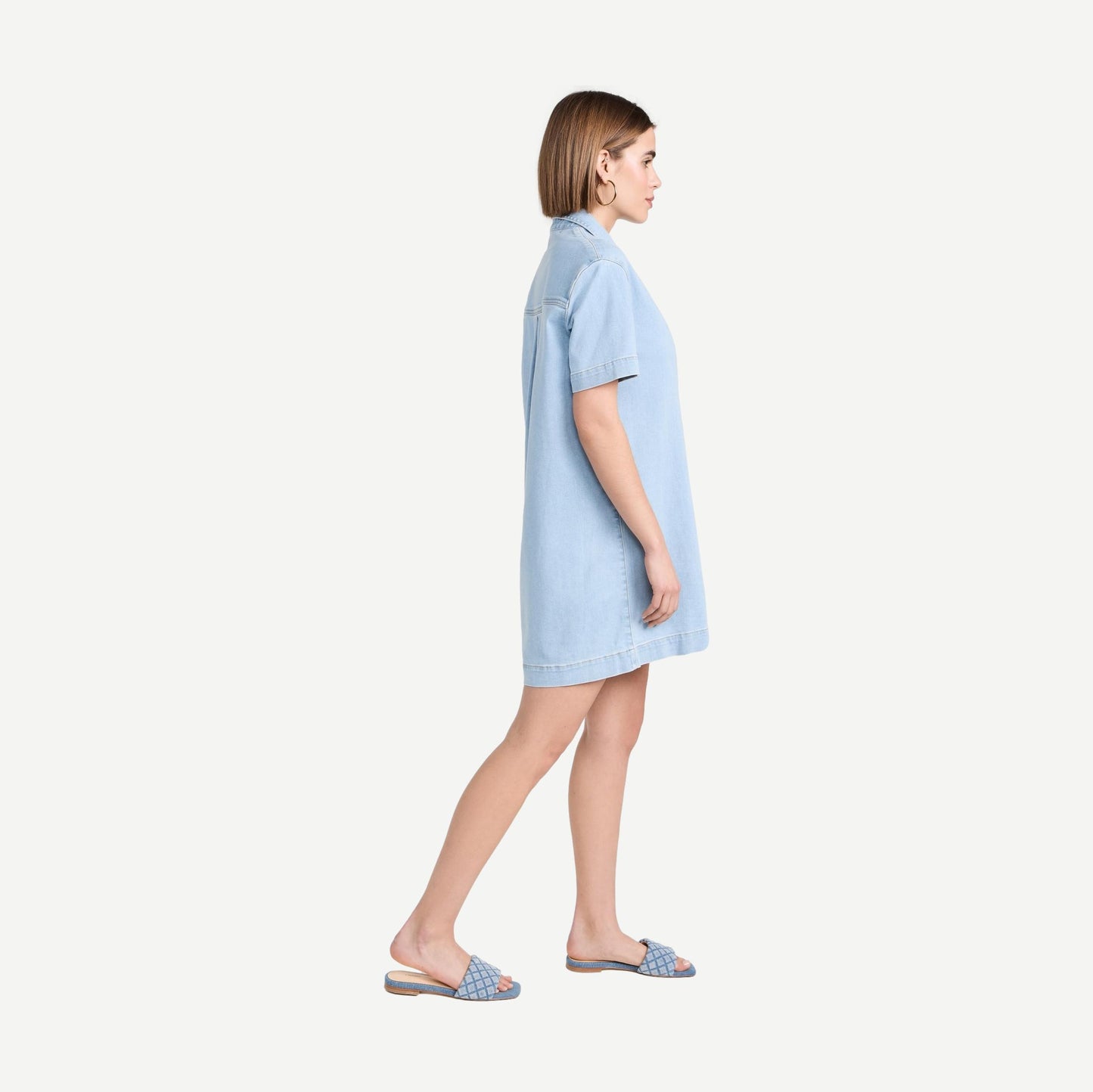 Soft Denim Shirt Dress - Washed Blue - Galvanic.co