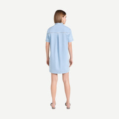 Soft Denim Shirt Dress - Washed Blue - Galvanic.co