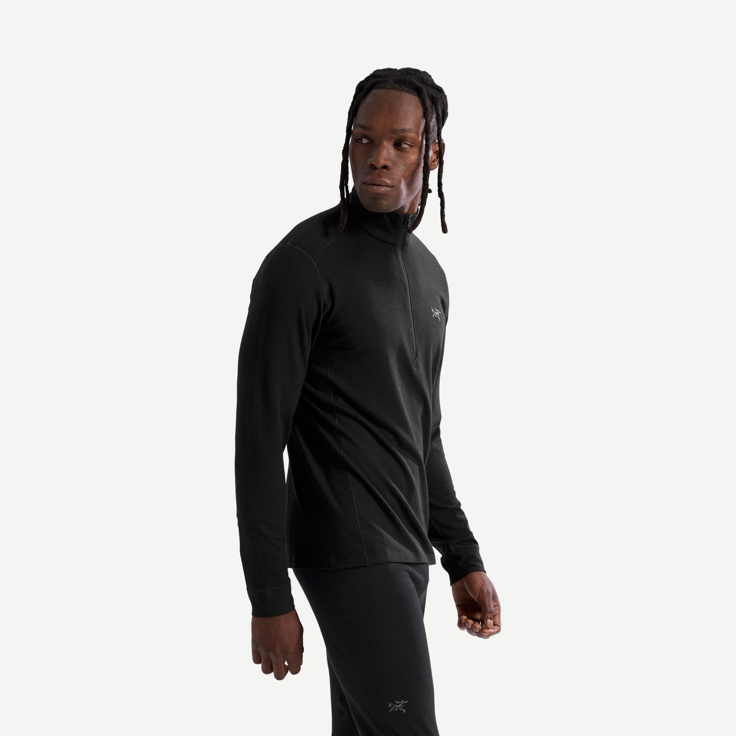 Rho Merino Wool Zip Neck M - Black