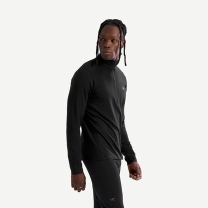 Rho Merino Wool Zip Neck M - Black