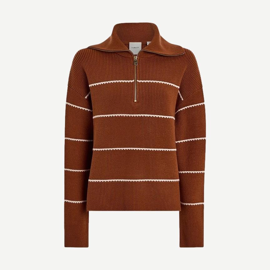 Swanson Half Zip Knit Sweater - Ginger Bread