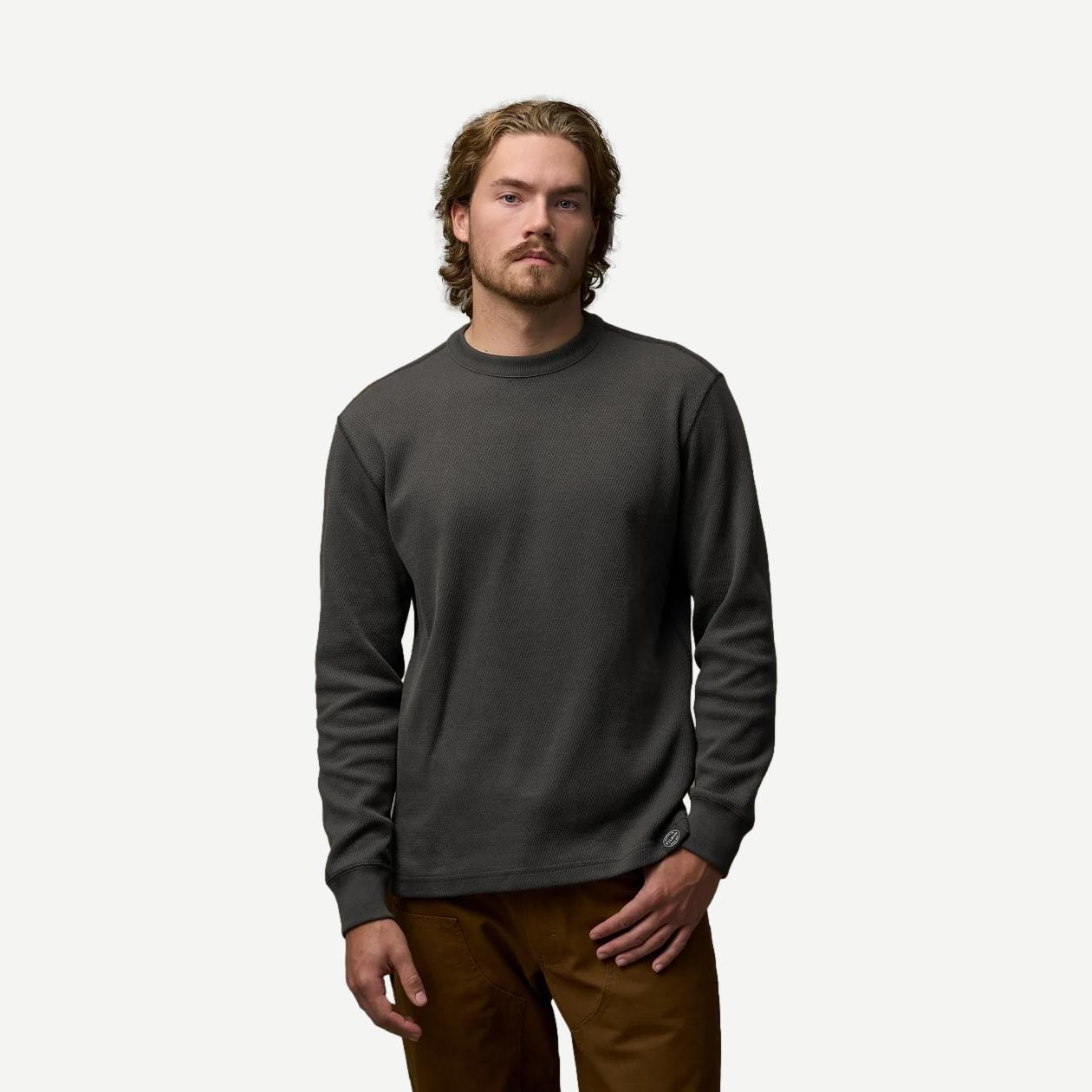 Waffle Knit Thermal L/S Crew - Faded Black