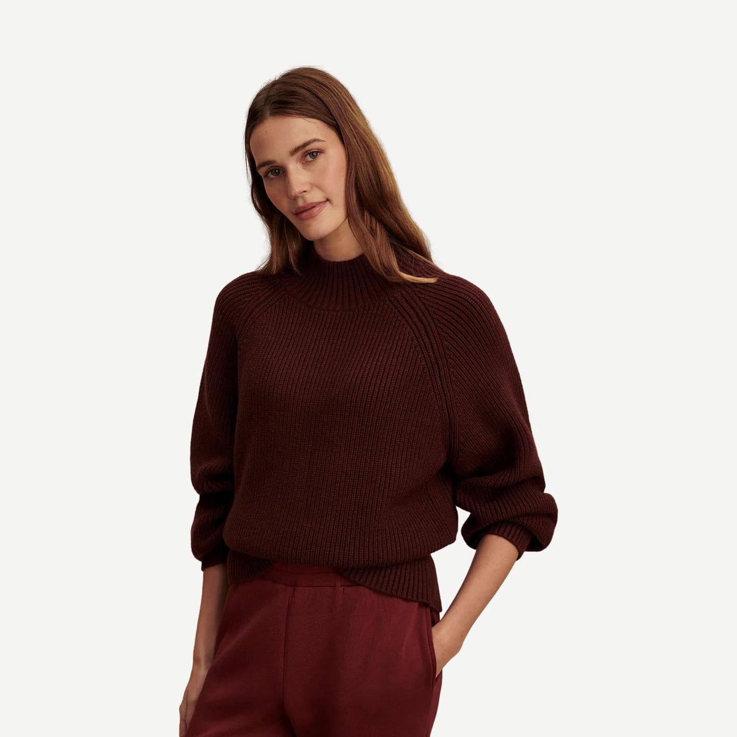 Martina High Neck Rib Knit - Chocolate