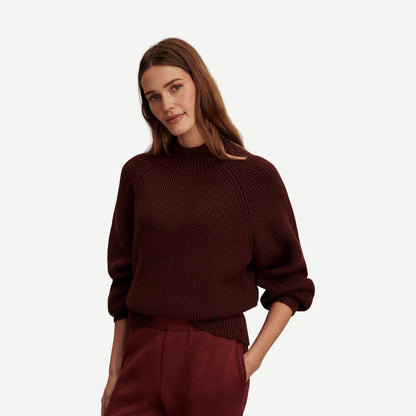 Martina High Neck Rib Knit - Chocolate