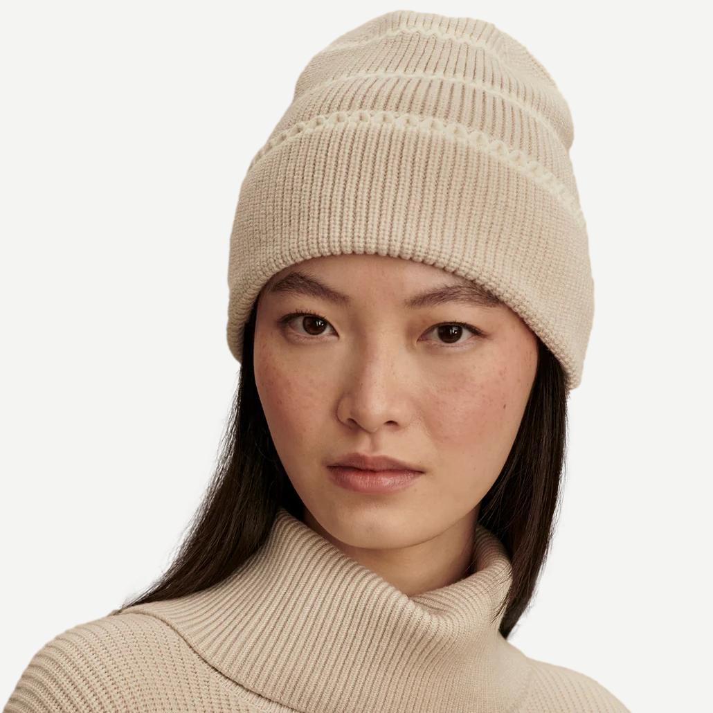 Ronan Stitch Stripe Beanie - Silver Birch