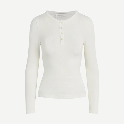 The Henley Ribbed Long Sleeve - White - Galvanic.co