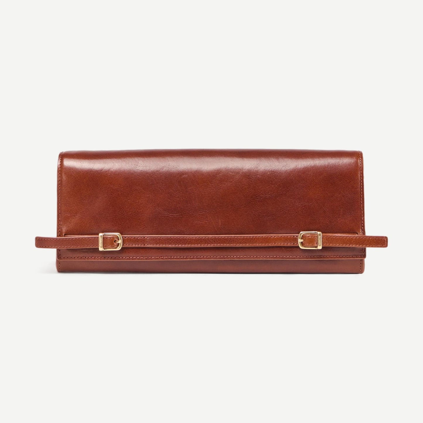 River East West Vachetta Leather Clutch - Saddle