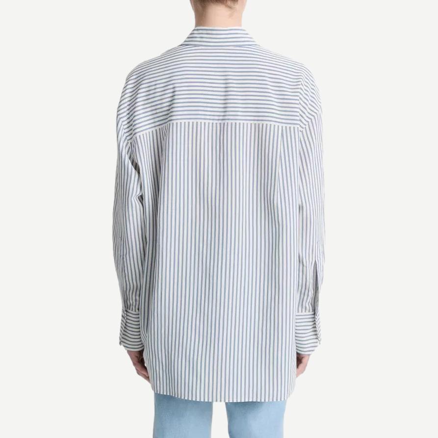 Furrow Stripe Button Down Shirt - Blue/Off White - Galvanic.co