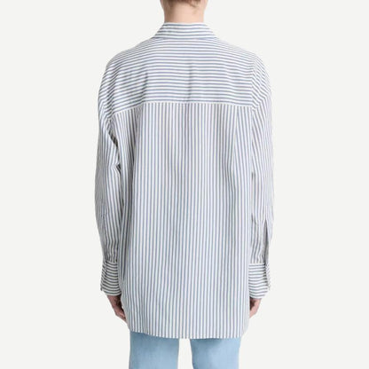 Furrow Stripe Button Down Shirt - Blue/Off White - Galvanic.co
