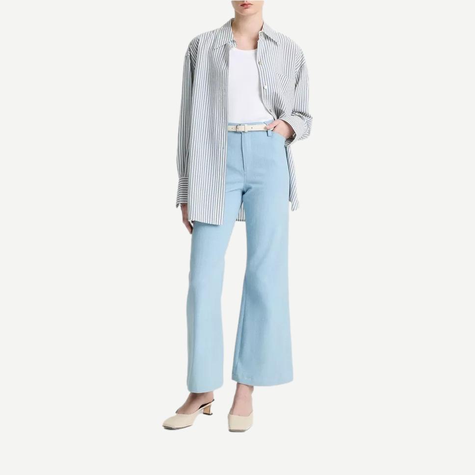 Furrow Stripe Button Down Shirt - Blue/Off White - Galvanic.co