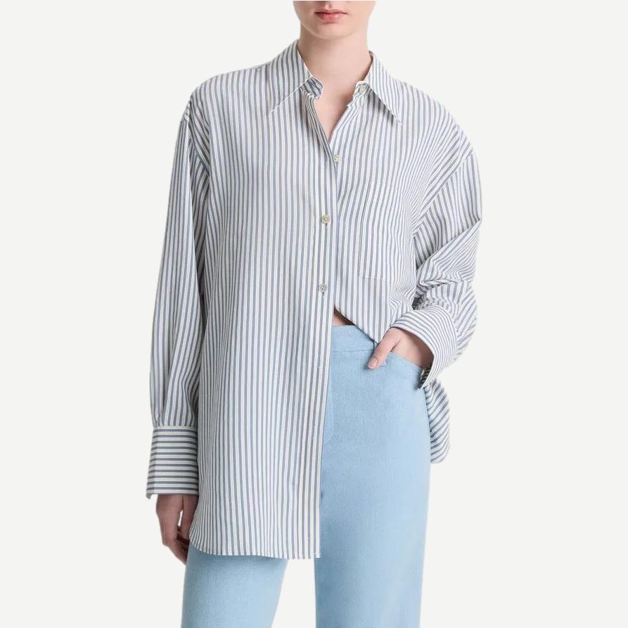 Furrow Stripe Button Down Shirt - Blue/Off White - Galvanic.co