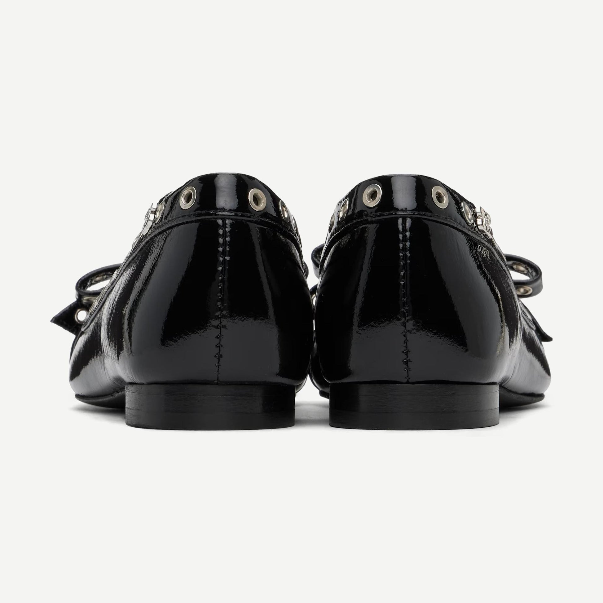 Eyelets Bow Ballerina Naplack - Black - Galvanic.co