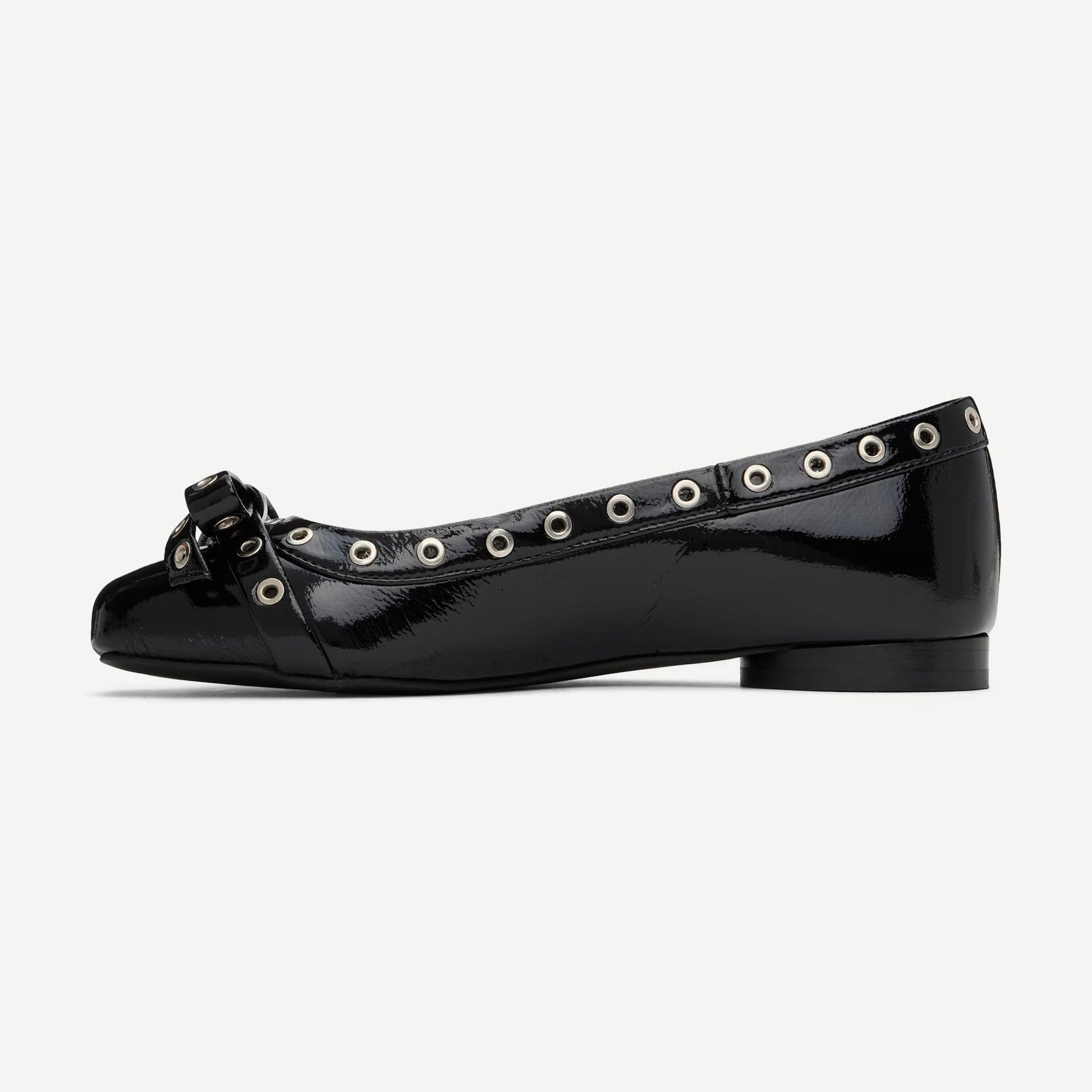Eyelets Bow Ballerina Naplack - Black - Galvanic.co