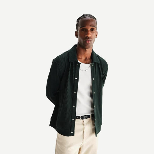 Hays Jersey Overshirt Rigid Waffle - Dark Green - Galvanic.co